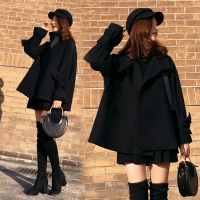 【秀衣记】简约气质2019年秋季毛呢外套长袖百搭纯色时尚潮流个性