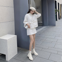 【秀衣记】小香风套装2019初秋新款气质短款外套高腰半身裙女神范洋气两件套