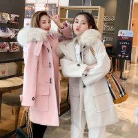 【秀衣记】毛呢外套女中长款韩版新款2019年秋冬修身纯色显瘦