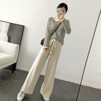 【秀衣记】新增秋款长袖很仙的套装女韩版网红针织衫加高腰阔腿裤两件套