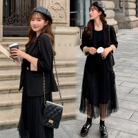 【秀衣记】秋装新款两件套套装西装外套网纱很仙的连衣裙甜美学院风女套装