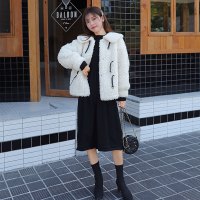 【秀衣记】毛呢外套女简约韩版新款2019年秋冬修身纯色显瘦