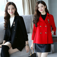 【COMEACROSS】口袋斗篷型长袖2019年秋季POLO领纯色腈纶毛呢外套