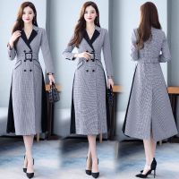 【COMEACROSS】纯色时尚连衣裙舒适气质修身显瘦淑女潮流百搭中长款