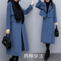 【COMEACROSS】套装/套裙2019年冬季优雅时尚可拆分气质百搭收腰纯色大衣