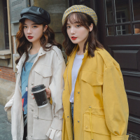 【秀衣记】风衣女短外套韩版2019年新款chic气质外套米白色初秋外衣