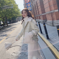 【秀衣记】###2019年羊羔毛拼接短款加厚外套女