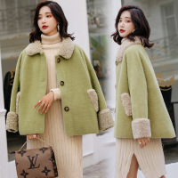 【秀衣记】翻领单排扣纯色2019冬装新款时尚水貂绒外套