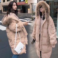 【秀衣记】大毛领羽绒棉服女加厚中长款高仿毛领