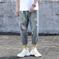 【秀衣记】19男春新款日系男日装潮流精品牛仔哈伦裤