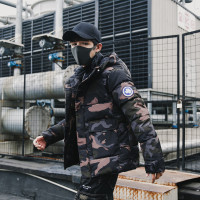 【秀衣记】2019冬季新款棉衣潮流休闲工装连帽外套迷彩潮男棉衣