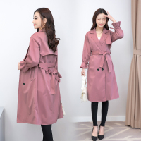 【COMEACROSS】2019秋季新款中长款系带风衣女豆沙红卡其色