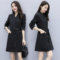 【COMEACROSS】中长款风衣女2019秋冬新款韩版系腰带修身显瘦双排扣西装风衣外套