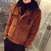 【COMEACROSS】2019冬装新款灯芯绒棉衣咖啡