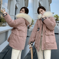 【秀衣记】棉服女短款大毛领连帽棉衣女士2019冬季新款时尚口袋棉外套女士潮