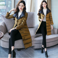 【COMEACROSS】个性90绒长袖中长款纯色立领拉链时尚羽绒服2019年秋冬