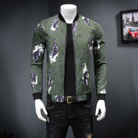 【COMEACROSS】2019潮男个性老虎印花修身款薄夹克