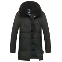 【COMEACROSS】冬季潮男时尚青中老年长棉衣毛领男士休闲纯色棉服