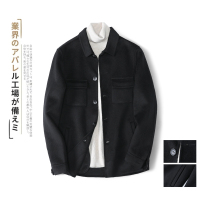 【COMEACROSS】2019秋冬新款男士双面羊绒夹克短款毛呢外套手工大衣
