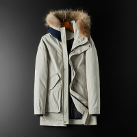 【COMEACROSS】80%白鸭绒冬季中长款连帽羽绒服外套