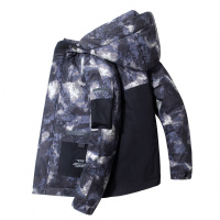 【COMEACROSS】迷彩短款韩版加厚大口袋工装连帽90绒羽绒服男