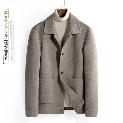 【COMEACROSS】2019冬装新款阿尔巴卡双面羊绒大衣男士短款羊毛呢外套