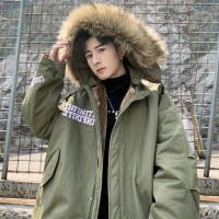 【秀衣记】2019新款男宽松工装棉衣棉服加绒大毛领棉袄