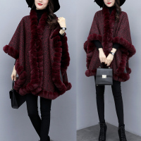 【COMEACROSS】2019冬装新款时尚百搭加绒斗篷披肩针织毛衣女