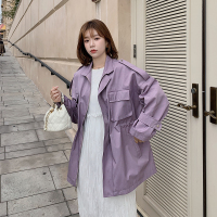 【秀衣记】2020春季新款中长款香芋紫风衣外套