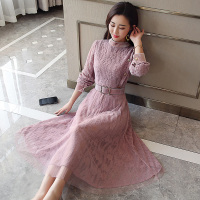 【COMEACROSS】潮流时尚优雅气质2020年春季连衣裙长袖长裙中腰舒适