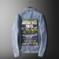 【秀衣记】2020春季背后贴布印花男士韩版牛仔外套潮流牛仔衣夹克