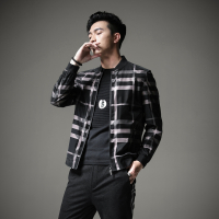 【COMEACROSS】轻奢简欧秋季品质男士夹克衫外套暗花棒球服2020春秋款