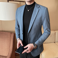 【COMEACROSS】2020春新款西装男士蓝色西装西服单西外套