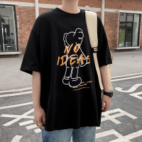 【秀衣记】纯棉T恤短袖夏季新款休闲男士宽松卡通情侣印花港风