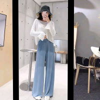 【秀衣记】2020夏季冰丝阔腿裤女薄款高腰垂感直筒坠感拖地裤宽松显瘦洋气休闲裤
