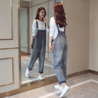 【COMEACROSS】2020年秋季牛仔裤多口袋浅色长裤背带裤潮流简单个生休闲背带裤