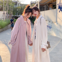 【秀衣记】2020春装新款中长款英伦风简约风衣单排扣修身系带外套女