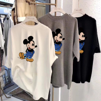 【秀衣记】2020夏季新款短袖T恤女中长款宽松大版米奇米老鼠卡通印花上衣