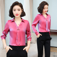 【COMEACROSS】2020年春季长袖衬衫亮色时尚雪纺衫小衫纯色