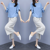 【COMEACROSS】棉麻套装女2020夏装新款女装韩版宽松洋气时尚减龄裤装亚麻两件套