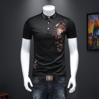 【COMEACROSS】2020新款夏装珠地丝光棉刺绣男士短袖POLO翻领T恤