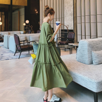 【秀衣记】洋气又双叒叕可爱的法式复古宽松撞色蝴蝶结蛋糕连衣裙