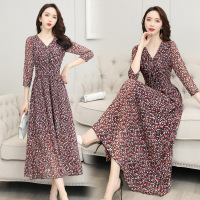 【COMEACROSS】2020新款韩版气质修身时尚雪纺连衣裙碎花波西米亚长裙沙滩裙