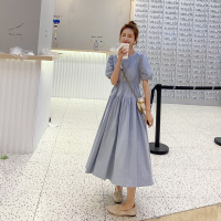 【秀衣记】减龄复古泡泡袖桔梗连衣裙女2020夏装新款收腰显瘦气质仙女长裙