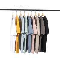 【秀衣记】2020新款纯色短袖T恤男100%纯棉宽松落肩袖情侣光板体恤