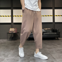 【秀衣记】春夏季中国风男装大码沙滩灯笼裤日系棉麻九分裤