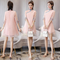 【COMEACROSS】2020新式少女旗袍现代改良连衣裙优雅年轻款旗袍生日派对连衣裙