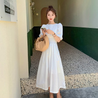 【秀衣记】法式高腰连衣裙2020新款复古束腰设计感泡泡袖气质裙子女夏
