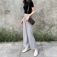 【秀衣记】冰丝针织阔腿裤舒适百搭简约垂顺显高显瘦气质夏日Bi备女裤拖地裤