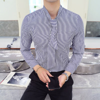 【COMEACROSS】男士条纹潮领带长袖衬衫情侣夜店酒吧